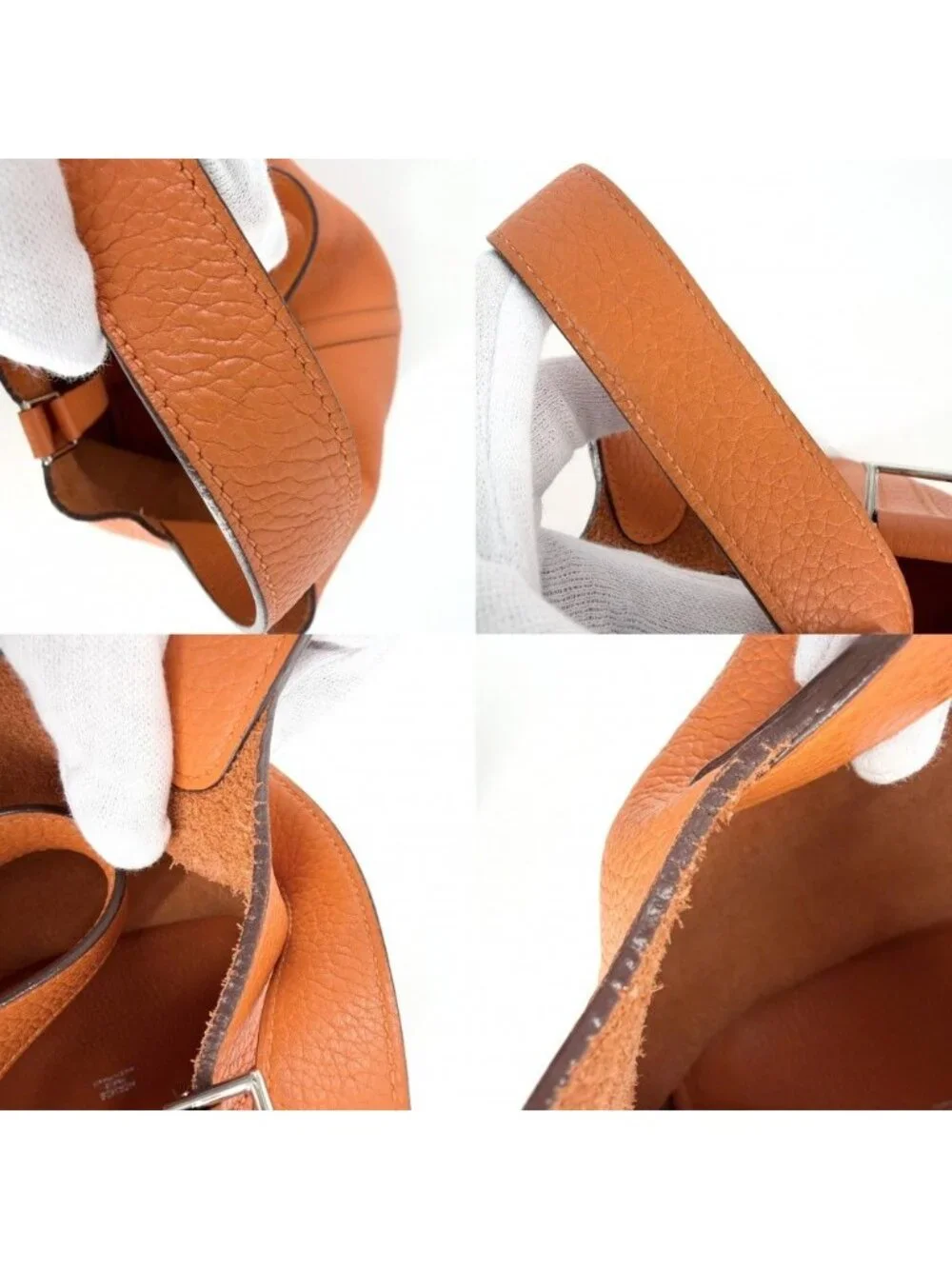 Hermes Handbag Picotin PM Leather Orange Silver